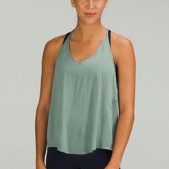 Lululemon Modal-Silk Yoga Tank Top / Tidewater Teal / Sz 10 - Picture 4 of 7